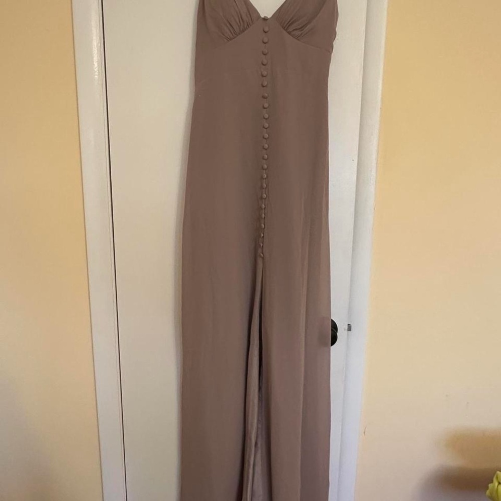 Azazie Mauve-Taupe Maxi Dress